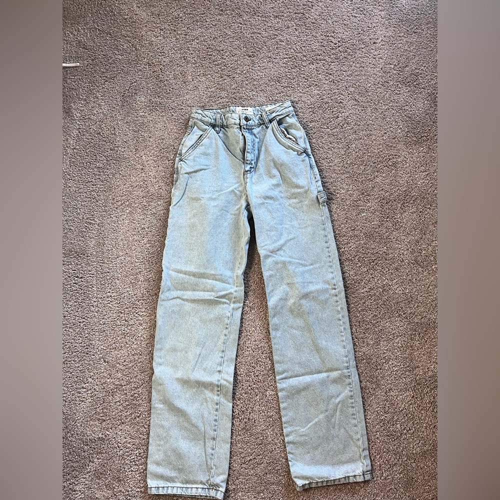High waisted cargo jeans